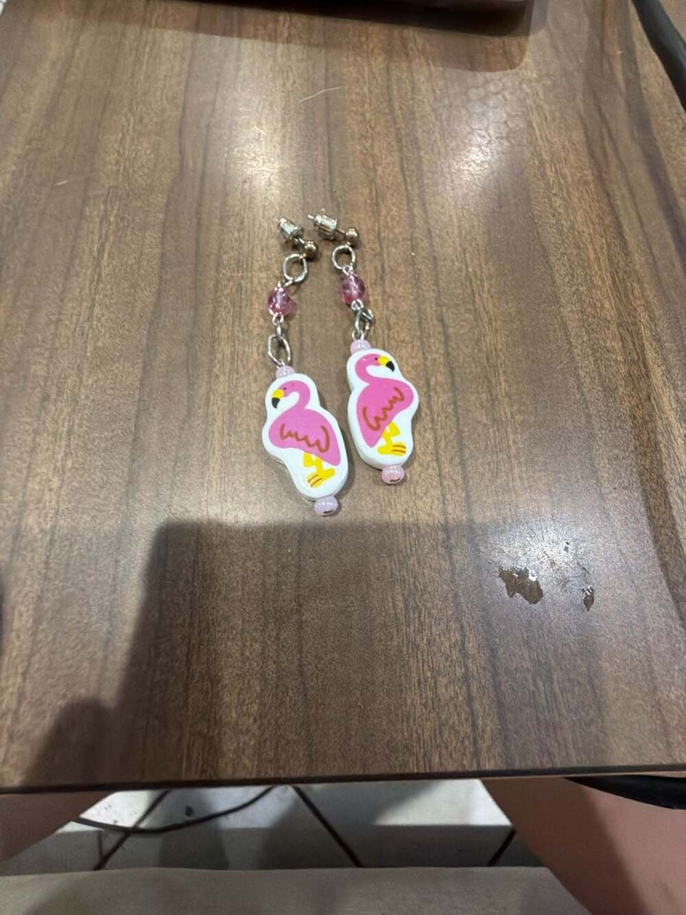 Pink Flamingo Dangle Earrings Handmade Beaded Tropical Jewelry